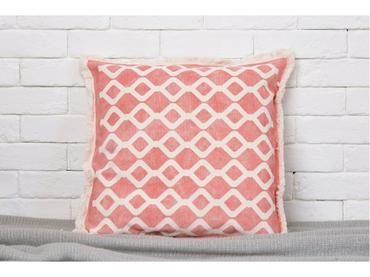 Poszewka Stonewashed koral/krem 45x45 frędzle 45x45 cm Pomieszczenie Sypialnia Kwadratowe Bawełna Poszewka dekoracyjna Kategoria Poduszki i poszewki dekoracyjne