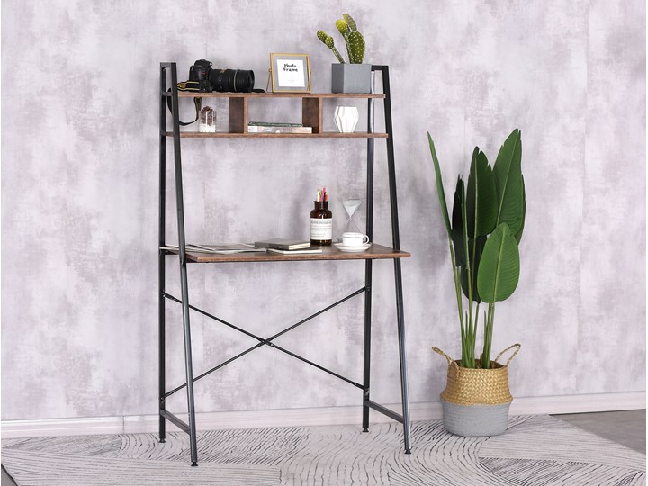 Biurko loftowe z półkami industrialne loftowe Arvika Głębokość 47 cm Głębokość 84 cm Głębokość 80 cm Szerokość 84 cm Stal Szerokość 80 cm Metal Styl Industrialny