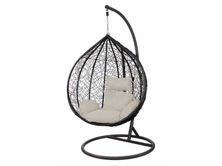 Wiszący fotel 120x105x80cm z szarymi poduszkami czarny kokon Technorattan Wiszące Kokony Stal Kategoria Fotele ogrodowe