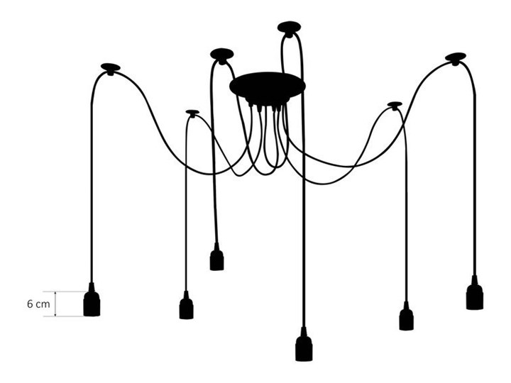 Lampa wisząca pająk ARANEA 6xE27 czarny EDO777189 EDO Lampa inspirowana Tkanina Szkło Stal Lampa pająk Metal Pomieszczenie Salon