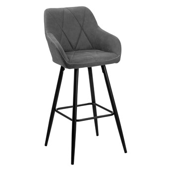 Beliani Zestaw 2 krzeseł barowych szarych tapicerowanych materiałem czarne metalowe nóżki geometryczne pikowanie rustykalny design