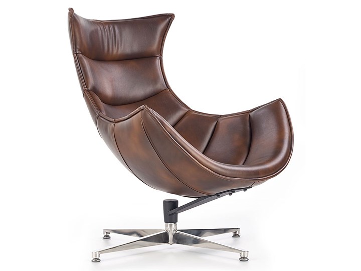 Skórzany obrotowy fotel wypoczynkowy Lavos - brązowy Szerokość 65 cm Metal Fotel obrotowy Kategoria Fotele do salonu Szerokość 57 cm Skóra Pomieszczenie Salon