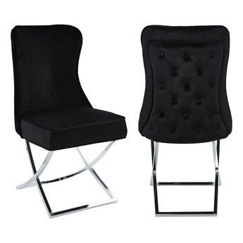 Krzesło Glamour Y-2009 czarny welur / srebrne nogi