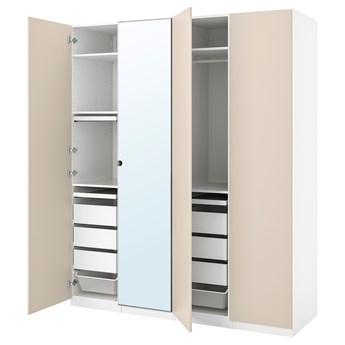 IKEA PAX / REINSVOLL/VIKEDAL Kombinacja szafy, biały/szarobeżowy, 200x60x236 cm