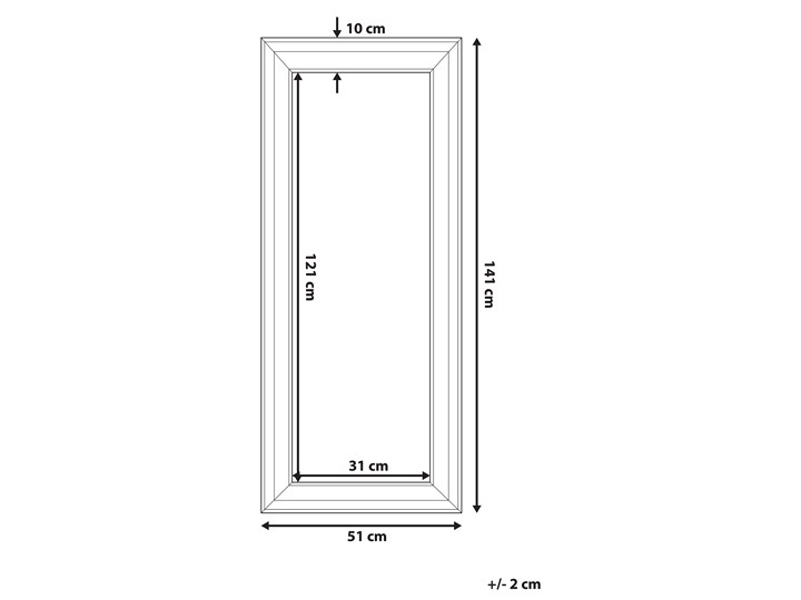 Lustro ścienne wiszące czarne 51 x 141 cm syntetyczna rama styl skandynawski minimalistyczny Prostokątne Styl Vintage
