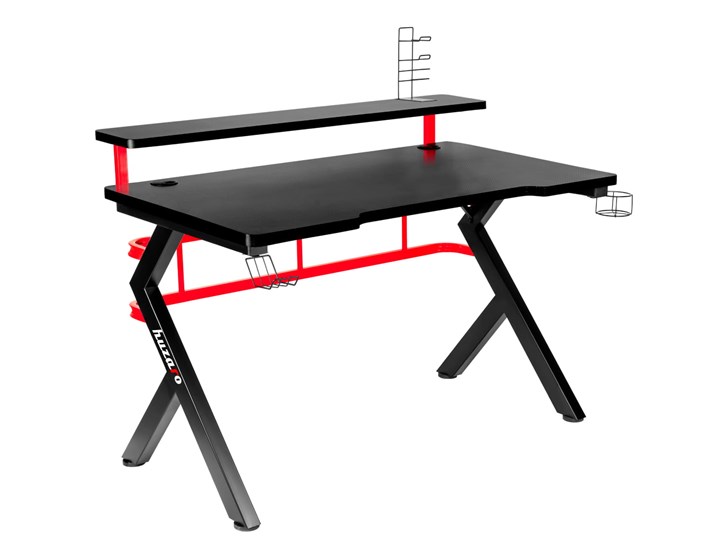 Biurko Gamingowe Huzaro Hero 5.0 Red Stal Kategoria Biurka Głębokość 60 cm Szerokość 120 cm Biurko z nadstawką Aluminium Pomieszczenie Pokój nastolatka