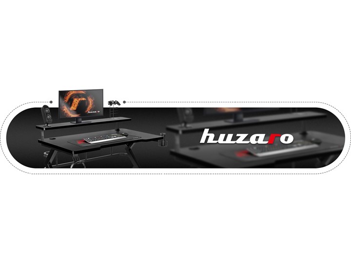Biurko Gamingowe Huzaro Hero 5.0 Black Aluminium Stal Biurko z nadstawką Głębokość 60 cm Szerokość 120 cm Kolor Czarny