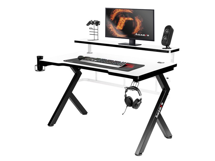 Biurko Gamingowe Huzaro Hero 5.0 White Głębokość 60 cm Stal Szerokość 120 cm Kolor Biały Biurko z nadstawką Aluminium Kategoria Biurka