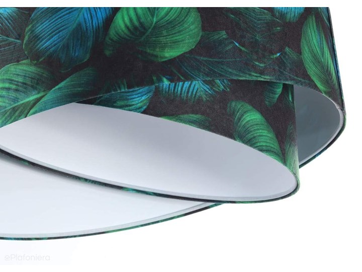 Abażur Jungle - zielona lampa wisząca welurowa, do salonu, sypialni (asymetria - liście 1xE27) ręcznie robiona, Jungle / Biały Tkanina Lampa z abażurem Tworzywo sztuczne Metal Styl Klasyczny