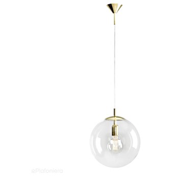 Szklana lampa wisząca, pojedyncza przezroczysta kula 1xE27 (złote zawiesie) Aldex (Globus) 562G10