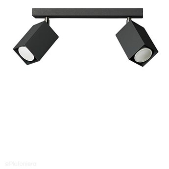 Czarna lampa na listwie - 2x reflektor, regulowana SPOT (2x GU10) Lampex (Nero) 718/2 CZA