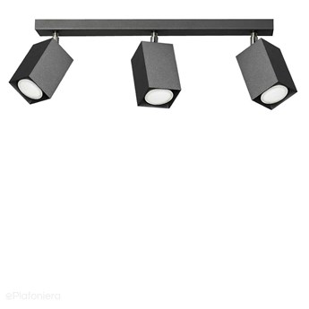 Czarna lampa na listwie - 3x reflektor, regulowana SPOT (3x GU10) Lampex (Nero) 718/3 CZA