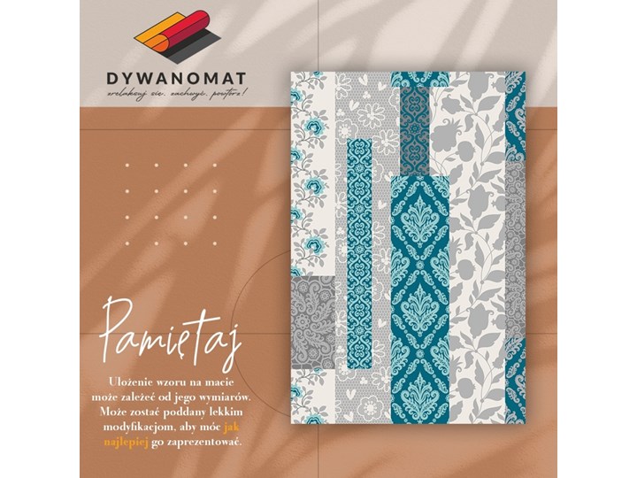 Modny winylowy dywan Mozaika kwiaty 60x90 cm Prostokątny 80x120 cm Dywany Poliester Syntetyk Kolor Szary Kategoria Dywany
