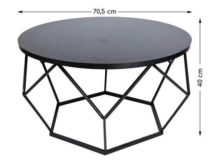 Stolik kawowy Diamond 70 cm czarny Metal Wysokość 40 cm Płyta MDF Stal Kategoria Stoliki i ławy Styl Industrialny