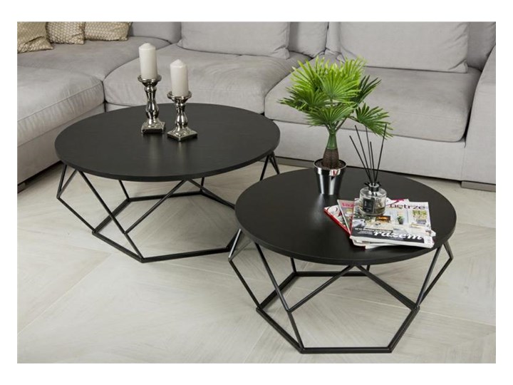 Stolik kawowy Diamond 70 cm czarny Kategoria Stoliki i ławy Stal Płyta MDF Metal Wysokość 40 cm Kształt blatu Okrągłe