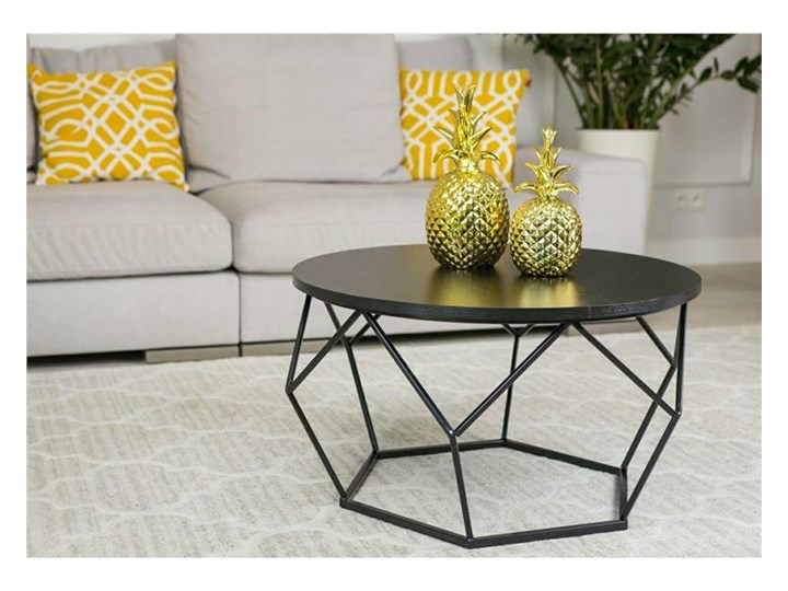 Stolik kawowy Diamond 70 cm czarny Płyta MDF Stal Wysokość 40 cm Styl Industrialny Metal Kształt blatu Okrągłe