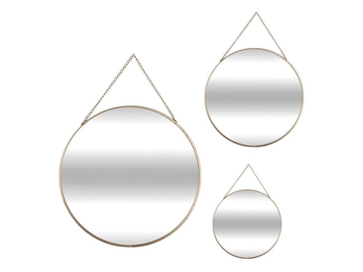 Komplet 3 złotych luster okrągłych Styl Glamour Okrągłe Ścienne Kategoria Lustra