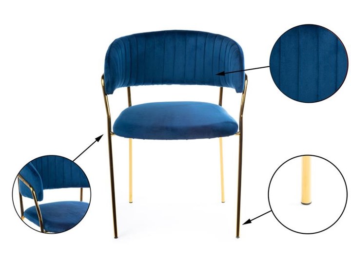 Krzesło Rarity Gold Dark Blue Tkanina Styl Glamour Welur Metal Kategoria Krzesła kuchenne