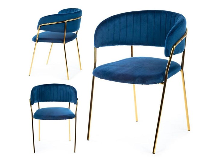 Krzesło Rarity Gold Dark Blue Welur Tkanina Metal Kolor