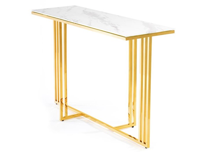Konsola Amagat Gold White 120 cm Wysokość 79 cm Szkło Pomieszczenie Salon Głębokość 40 cm Stal nierdzewna Kolor Złoty
