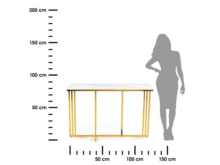 Konsola Amagat Gold White 120 cm Wysokość 79 cm Szkło Stal nierdzewna Głębokość 40 cm Styl Nowoczesny