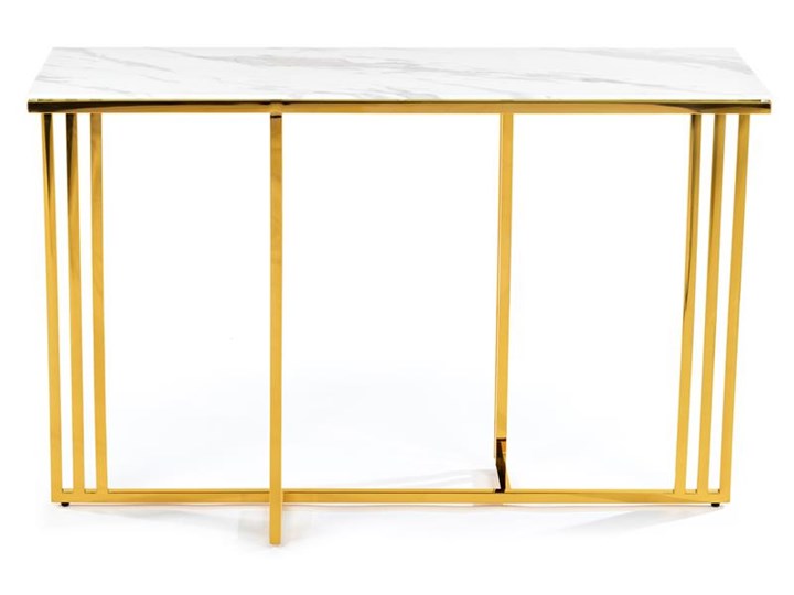 Konsola Amagat Gold White 120 cm Szkło Stal nierdzewna Styl Nowoczesny Głębokość 40 cm Wysokość 79 cm Styl Glamour