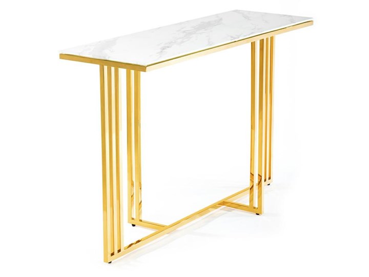 Konsola Amagat Gold White 120 cm Szkło Styl Glamour Głębokość 40 cm Stal nierdzewna Wysokość 79 cm Kolor Złoty
