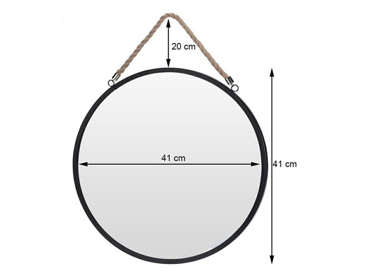 Lustro okrągłe na sznurze 41 cm Styl Industrialny