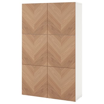 IKEA BESTÅ Kombinacja z drzwiami, Biały/Hedeviken okl dęb, 120x42x193 cm