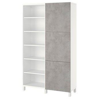 IKEA BESTÅ Kombinacja z drzwiami, Biały Kallviken/Stubbarp/jasnoszary imitacja betonu, 120x42x202 cm