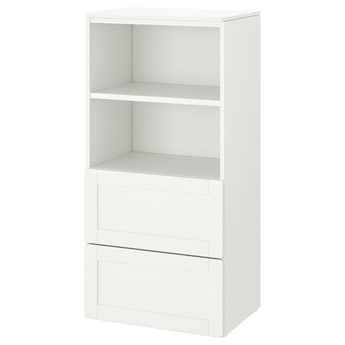 IKEA SMÅSTAD / PLATSA Regał, Biały biała rama/z 2 szufladami, 60x42x123 cm