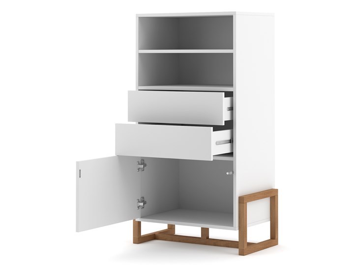 Wysoka komoda skandynawska w kolorze białym Oslo Głębokość 42 cm Pomieszczenie Sypialnia Płyta MDF Drewno Styl Minimalistyczny