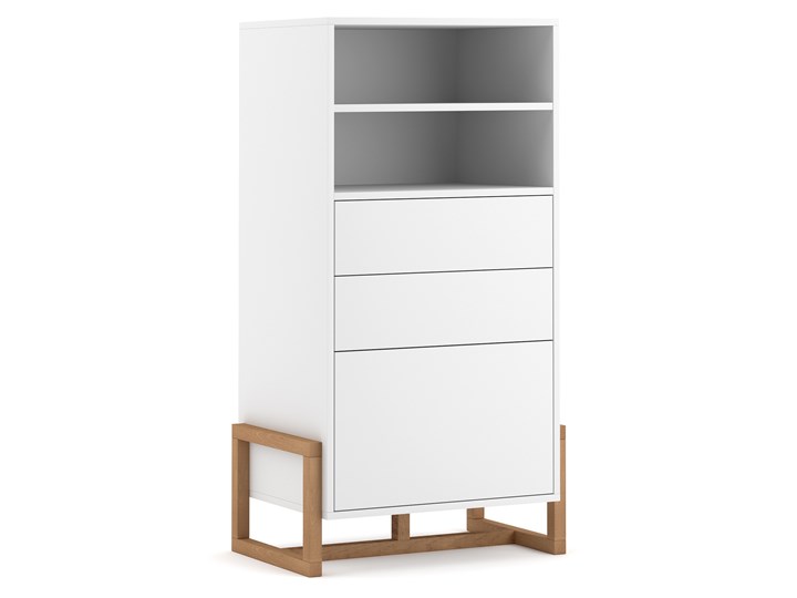 Wysoka komoda skandynawska w kolorze białym Oslo Drewno Płyta MDF Głębokość 42 cm Pomieszczenie Salon