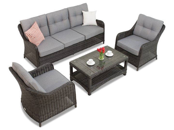 Zestaw technorattanowy Toledo Coffee 5 antracyt Garden Point Aluminium Tworzywo sztuczne Zawartość zestawu Fotele