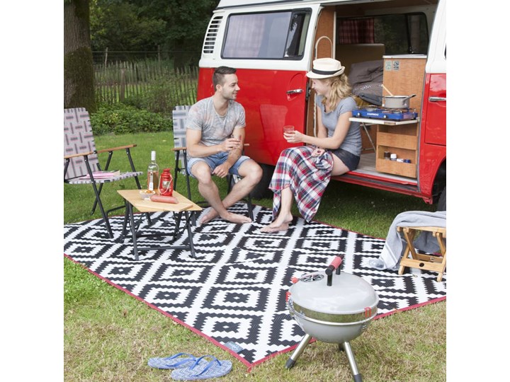 Bo-Camp Dywan na zewnątrz Chill mat Lewisham L, 2,7x2 m, czarno-biały Dywaniki 200x270 cm Prostokątny Dywany Syntetyk Kolor Czarny