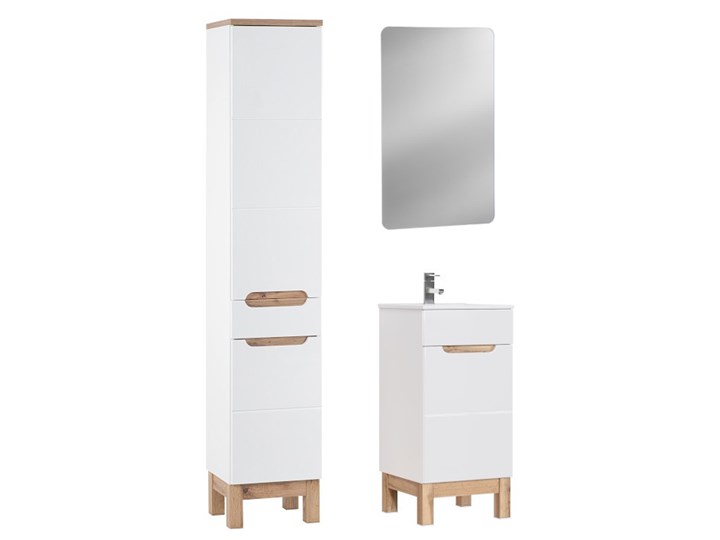 Bettso Wąska szafka pod umywalkę Bali White 40 / biel alpejska + biały połysk Kategoria Szafki stojące Wysokość 84 cm Płyta MDF Szerokość 40 cm Kolor Beżowy