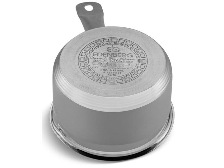 Rondel stalowy Edenberg EB 6011 z pokrywką 0.8L na indukcję Stal nierdzewna Kategoria Rondle
