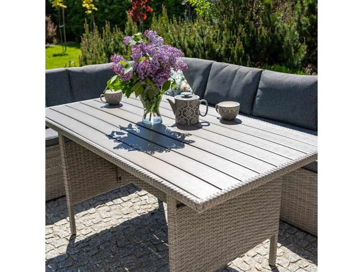 ELEGANCKI ZESTAW MEBLI OGRODOWYCH Rattan Technorattan Zestawy wypoczynkowe Stal Styl Nowoczesny