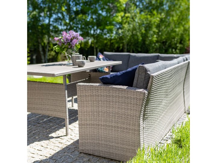ELEGANCKI ZESTAW MEBLI OGRODOWYCH Stal Rattan Zestawy wypoczynkowe Technorattan Liczba miejsc Pięcioosobowy Kategoria Zestawy mebli ogrodowych