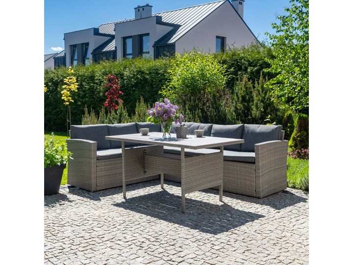 ELEGANCKI ZESTAW MEBLI OGRODOWYCH Zestawy wypoczynkowe Styl Nowoczesny Technorattan Rattan Stal Kategoria Zestawy mebli ogrodowych