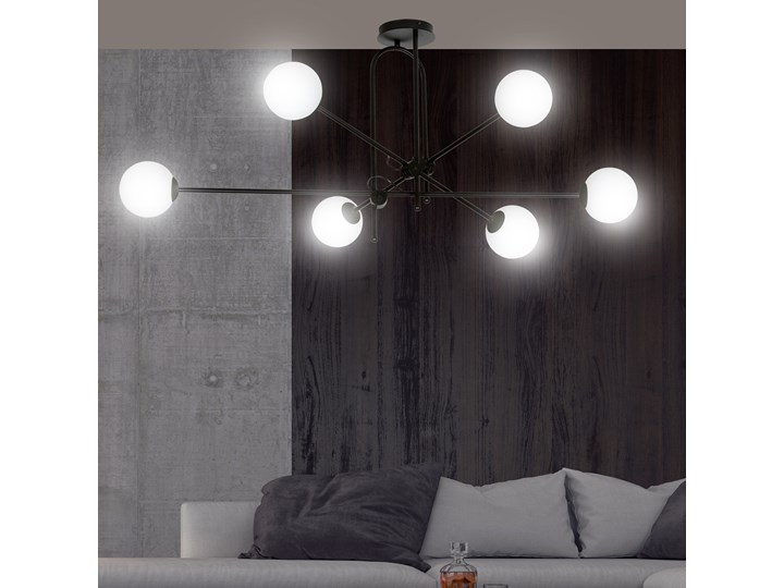 BORG 6 BLACK 1010/6 lampa sufitowa klosze szklane kule regulowana nowoczesna Pomieszczenie Salon Lampa z kloszem Szkło Metal Funkcje Brak dodatkowych funkcji