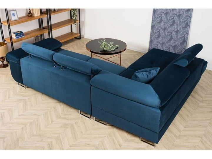 Fotel Uszak do Salonu TYRION Granatowy Lewostronne Wysokość 90 cm Prawostronne Głębokość 202 cm Szerokość 275 cm Funkcje Z funkcją spania