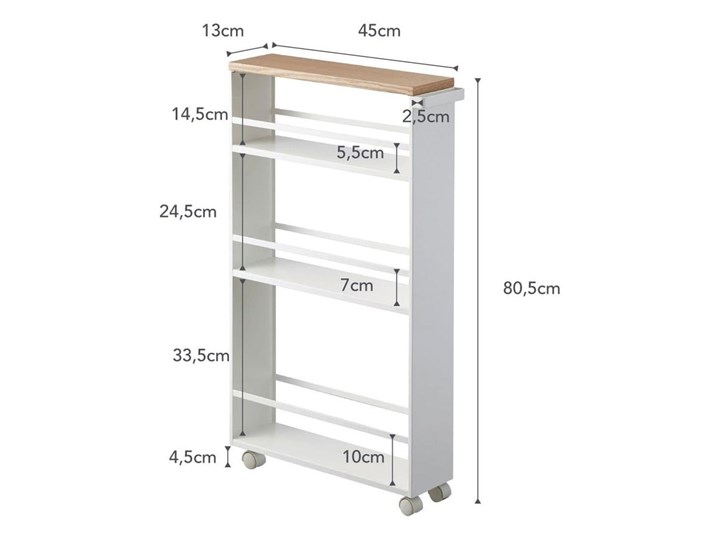 Biały regał na kółkach YAMAZAKI Tower Slim Płyta MDF Kategoria Szafki kuchenne