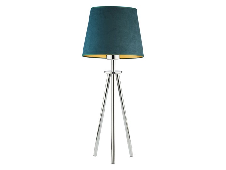 LAMPA NA STOLIK KANIS STOŻEK WELUR GOLDEN Wysokość 50 cm Stal Lampa z abażurem Styl Nowoczesny Chrom Tkanina Kategoria Lampy stołowe