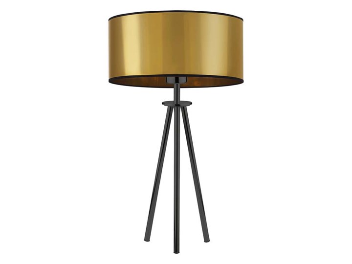 LAMPA NA STOLIK KANIS WALEC WELUR GOLDEN Tkanina Wysokość 50 cm Lampa z abażurem Kategoria Lampy stołowe Chrom Stal Styl Nowoczesny
