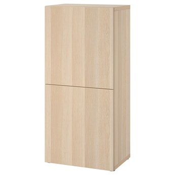 IKEA BESTÅ Szafka z drzwiczkami, Dąb bejcowany na biało/Lappviken dąb bejcowany na biało, 60x42x129 cm