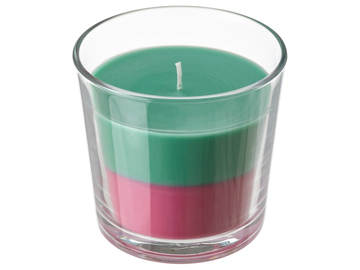 IKEA FORTGÅ Świeca zapachowa w szkle, kokos i kwiaty/ziel/róż, 9 cm Kolor Różowy Świecznik Kategoria Świeczniki i świece