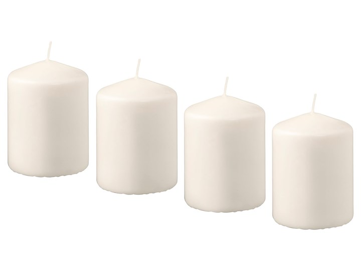 IKEA HEMSJÖ Bezzapachowa świeca bryłowa, naturalny, 8 cm Świeca zapachowa Kategoria Świeczniki i świece Kolor Biały