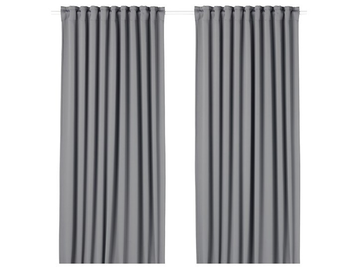 IKEA MAJGULL Zasłony zaciemniające, para, Szary, 145x300 cm Zasłona zaciemniająca Bawełna Mocowanie