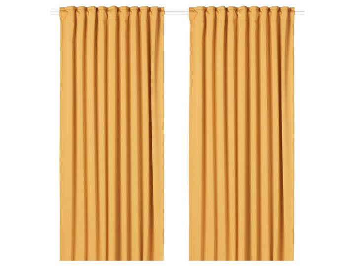 IKEA MAJGULL Zasłony zacieniające, 1 para, Żółty, 145x300 cm Bawełna Mocowanie